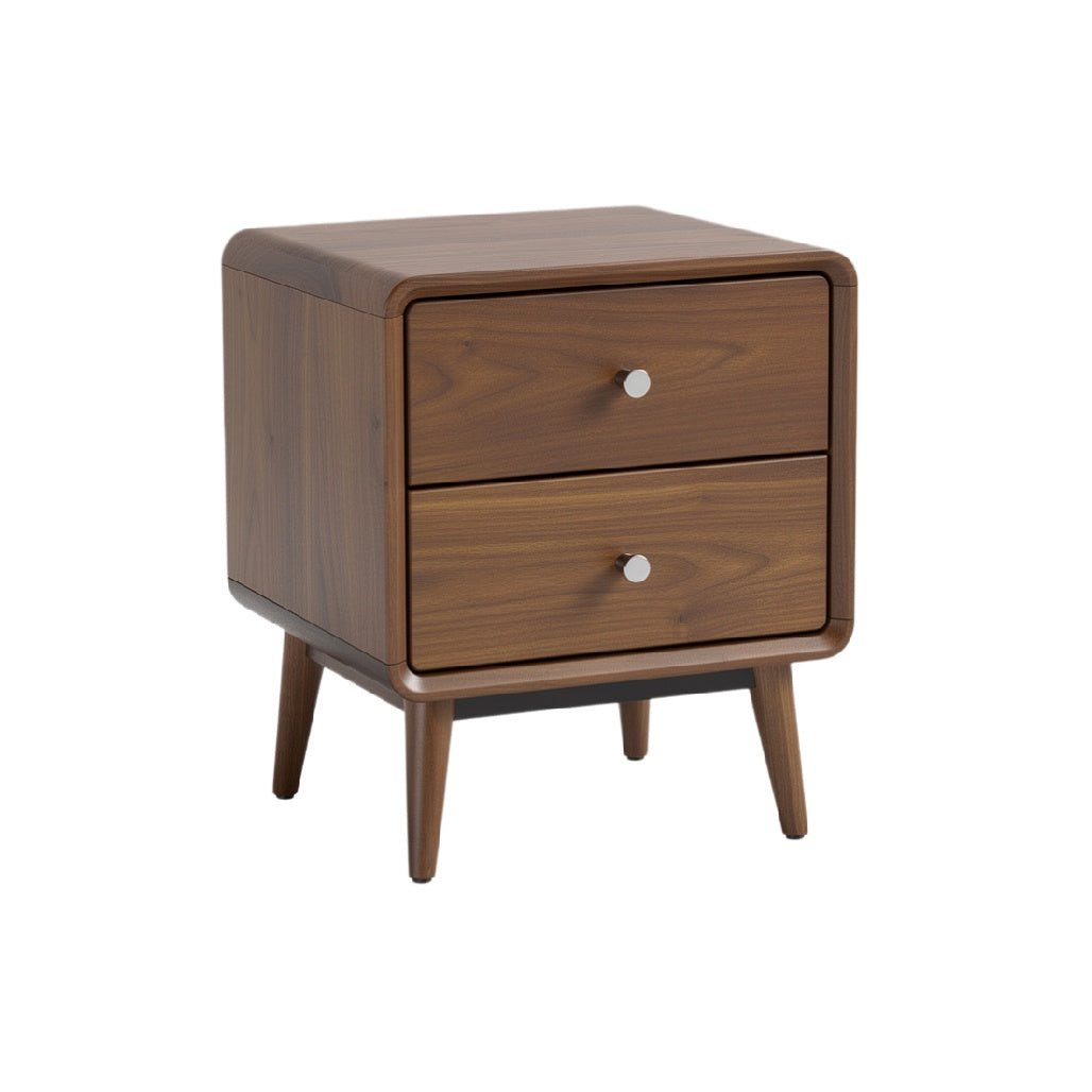 Modern Wooden Nightstand with Two Drawers and Minimalist Design