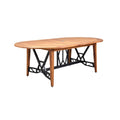 Modern Oval Wooden Dining Table with Metal Base