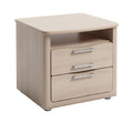 Modern Wooden Nightstand with Two Drawers and Open Shelf
